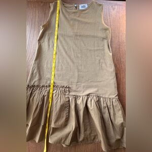 Alpha Studio Italy Cotton Stretch Tunic Dress Brown Ruffle Hem Size 38 Small